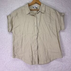 Michael Stars Natural‎ Linen Charlie Button Down Short Sleeve Women's Shirt M